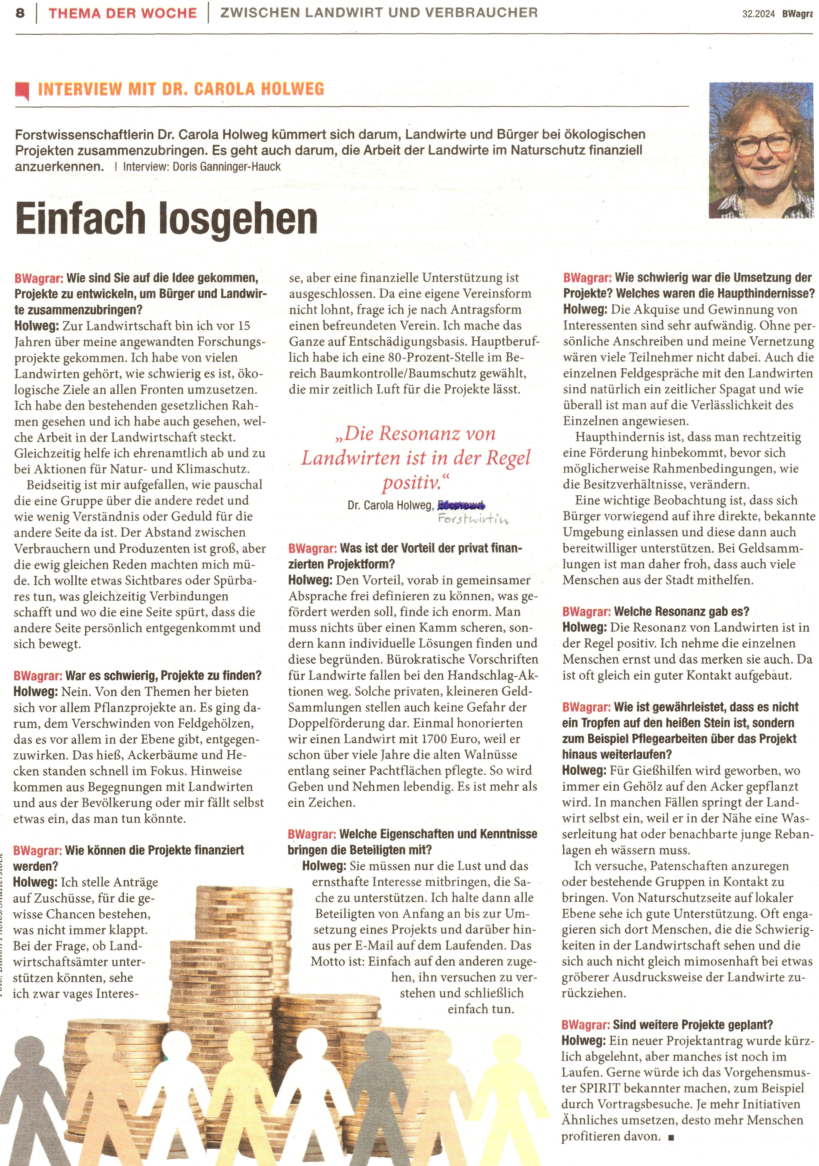 Interview von BWagrar Ganninger-Hauck mit Dr. Holweg über die Buerger-Landwirte-Projekte